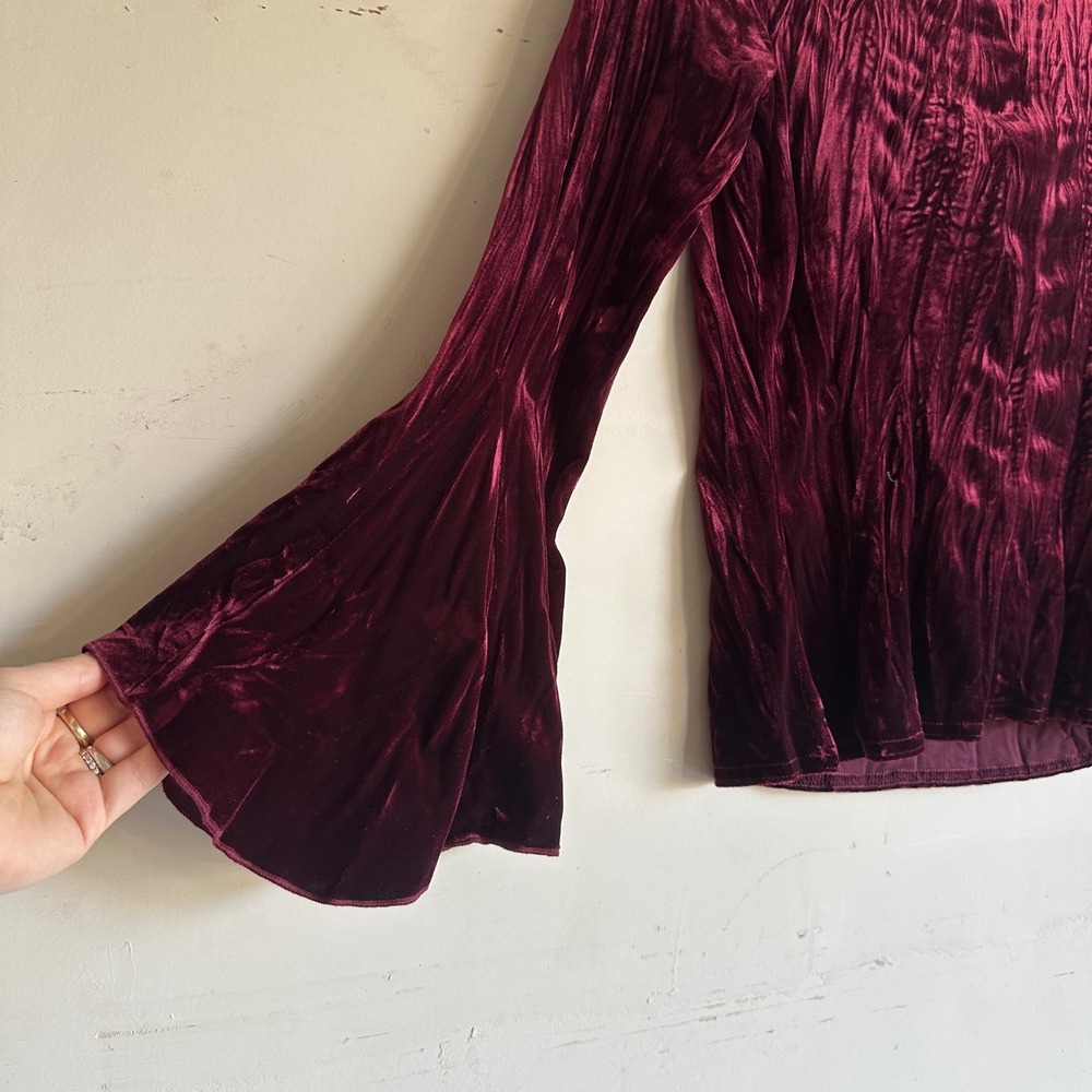 Vintage 90s y2k bell sleeve velvet top goth grunge whimisgoth - Picture 9 of 10